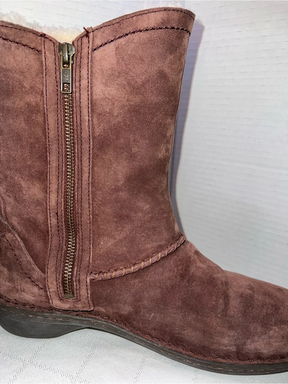 🔥🔥🔥 UGG Boots Womens Kimbra Brown Suede Sheepskin Mid Calf 1004742 Size 10